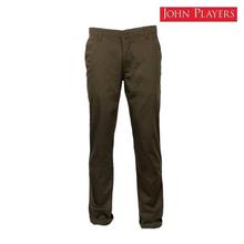 John Players Seaweed Green Cotton Slim Fit Pants For Men JP32 TCS18012