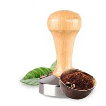 58mm Stainless Steel Coffee Tamper Curved Base Espresso Hammer Beans Press With Wooden Handle Coffee Tools