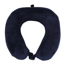 YOZESL Dark Blue Velvet Inflatable And Foldable Travel Neck Pillow, 20*10 cm