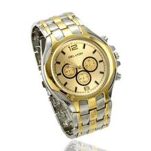 Men Luxury Watches Big Round Quartz Dial Analog Gold Silver Mix