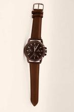 Supa Black Dial Brown Leather Strap Sport Watch For Unisex