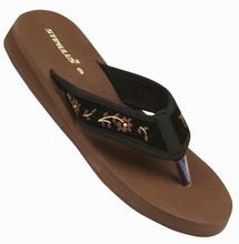 Brown Stimulus V-Strap Slippers For Women-958