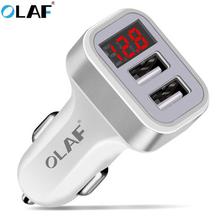 Olaf Car Charger Digital Display 2.1A Dual Port USB Charger Adapter for iPhone Samsung Xiaomi Huawei P20 lite USB Phone Charging