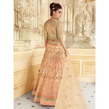 Stylee Lifestyle Designer Jardoshi Work With Resham Thread Work & Lehenga Choli Pattern Peach Semi Stitched Salwar Suit for Party and Wedding