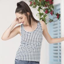 Cotton Checked Tank Top With Racerback For Women