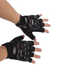 Black Pro Biker Half Motorcycle Armour Gloves For Men