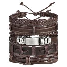 IF ME Fashion Multiple Layers Punk Leather Bracelets Men