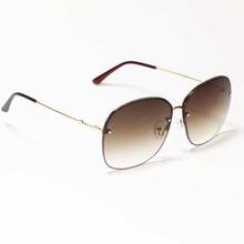 Oversized Square Brown Metal Frame Sunglasses