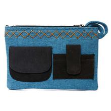 Blue Double Pocket Purse For Women