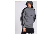 Black Striped Gray Fleece Hood For Men