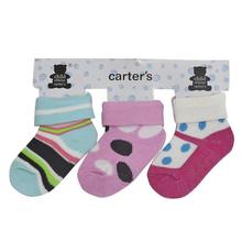 Pack Of 3 Printed Socks For Babies (Unisex) - Pink/Baby Blue/Multi