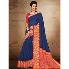 Stylee Lifestyle Navy Blue Banarasi Silk Jacquard Saree  - 2083