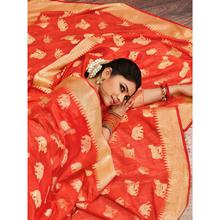 Stylee Lifestyle Orange Banarasi Silk Jacquard Saree (1775)