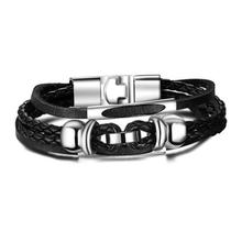 Vnox Lucky Vintage Men's Leather Bracelet Playing Cards Raja Vegas Charm Multilayer Braided Women Pulseira Masculina 7.87"