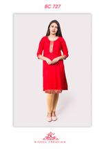 Red brocade laced kurti with leggings