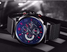 NaviForce NF9068M Chronograph Watch with Mesh Stainless Strap - Red