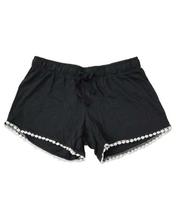 Black Ruffle  Cotton Shorts For Women