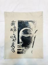 Half buddha face print cotton tote bag