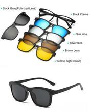 5-in-1 Magnetic  Acetate Polarized Clip on Unisex Sunglasses