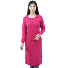 Pink Stoned Woolen Kurti For Women