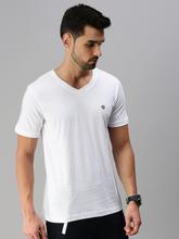 ONN Men V Neck White Half Sleeve T-shirt