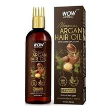 WOW Skin Science Moroccan Argan Hair Oil - WITH COMB APPLICATOR - Cold Pressed - No Mineral Oil & Silicones - (200 ml)