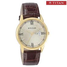 Titan 1521YL08 Classique Champagne Dial Analog Watch For Men - Brown