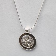 Silver Circle Crazy Round Pendant With Snake Chain 18 Inches