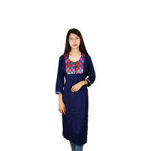 Navy Blue Front Buttoned Designed Kurti For Women