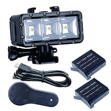 Waterproof High Power Dimmable Dual Battery Night Light for Gopro Hero 6,5