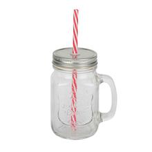 Transparent Mason Jar With Straw-1