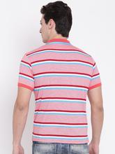 Peter England Men Red Striped Polo Collar T-shirt