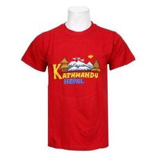 Red Embroidered 100% Cotton T-Shirt For Men