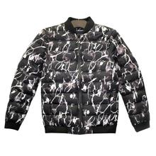 Black Printed Bomber Windproof Jacket For Men