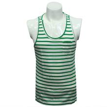 Green Cotton Stripe Tank Top For Men