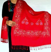 Black Border Embroidered Acrylic Pashmina Shawl for Women