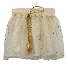 Black Cat Light Yellow Front Tie Glittery Skirt For Girls - 17001166