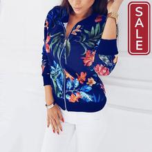 SALE-Jacket Women Flowers Zipper Up Retro Coat Spring 2019