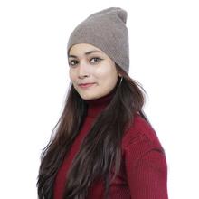 Brown Textured Long Mix Cashmere Cap For Women