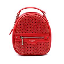 David Jones Red Front Zipper Laser Cut Backpack For Women