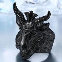 BEIER Vintage Stainless Steel Big Goat Head Ring Unique