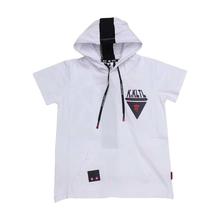 White/Black Printed Hooded T-Shirt For Boys