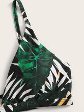 Palm Print Top With Tanga Bikini Set