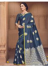 Stylee Lifestyle Navy Blue Banarasi Silk Jacquard Saree - 2119