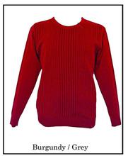 Burgundy/Grey Round Neck with Vertical Stripes Sweater(MM-16-02)