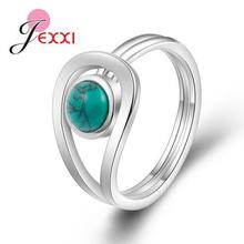 JEMMIN New Arrival Unique Design 925 Sterling Silver Rings Gorgeous Halo Opal Women Wedding Engagement Anniversary Jewelry