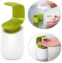 Plastic C-Shaped Liquid Soap Dispenser Liquid Wash Bottle, Small (White Green Color)