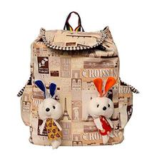 Roshiaaz Girl's Canvas Check Print Bunny Teddy Backpack