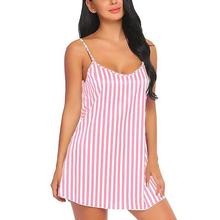 Xs and Os Women Stripe Satin Babydoll Nightwear Lingerie