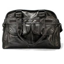 Black Faux Leather Side Bag For Men